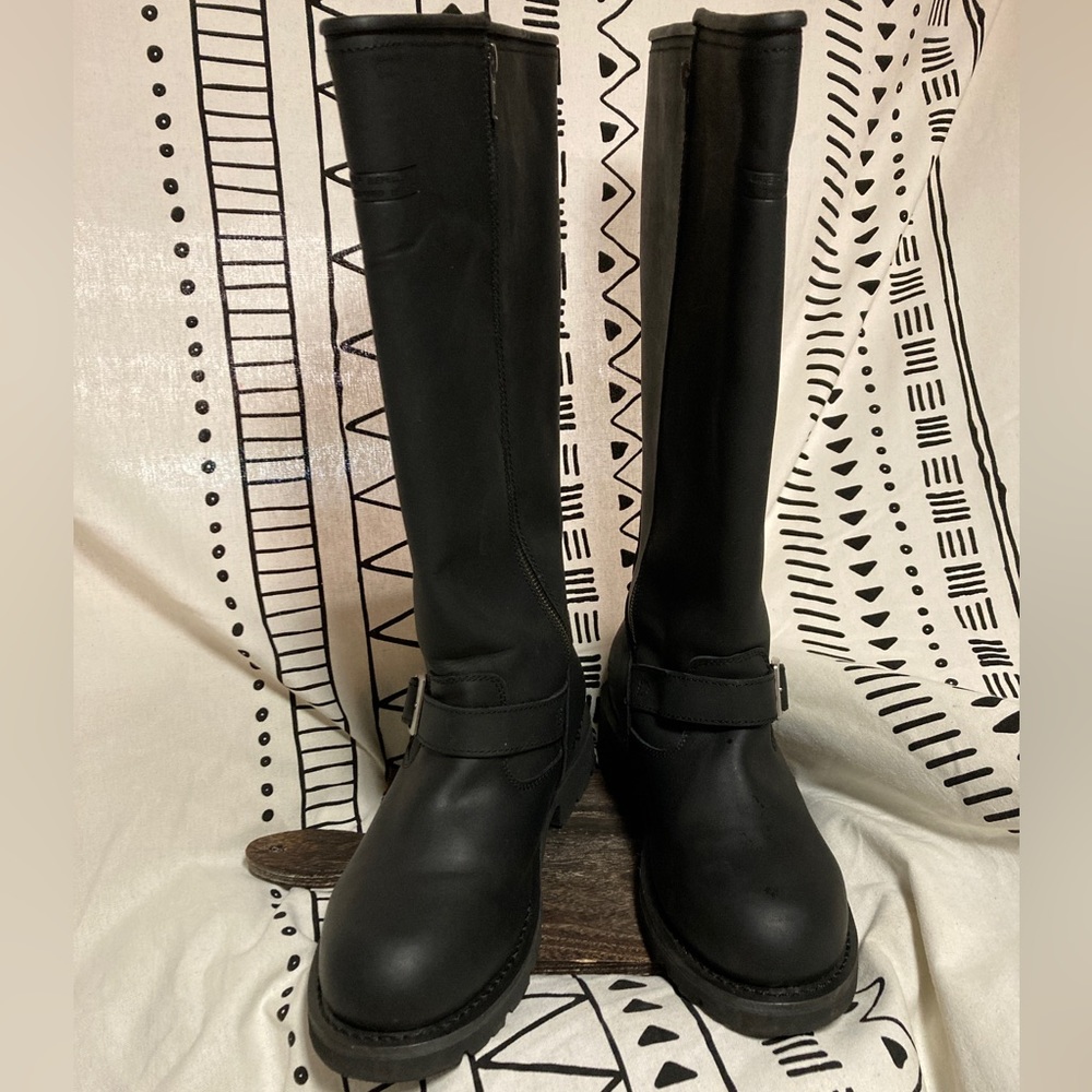 Like New, 🏍 RIDETECS RIDE TECS 16” OIL TANNED LEATHER MOTORCYCLE BOOTS, Sz 10.5